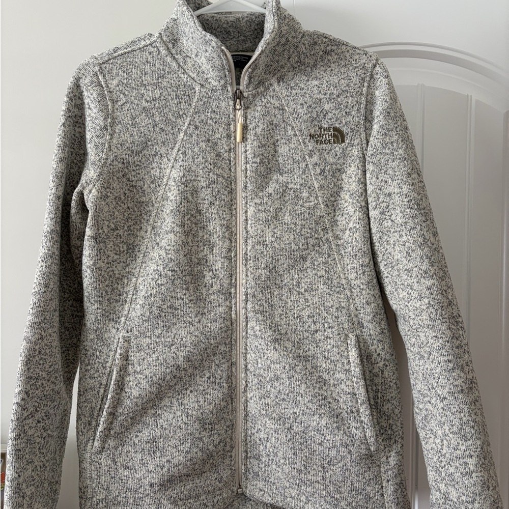 The North Face Heathered Light Gray Full-Zip Fleece Jacket